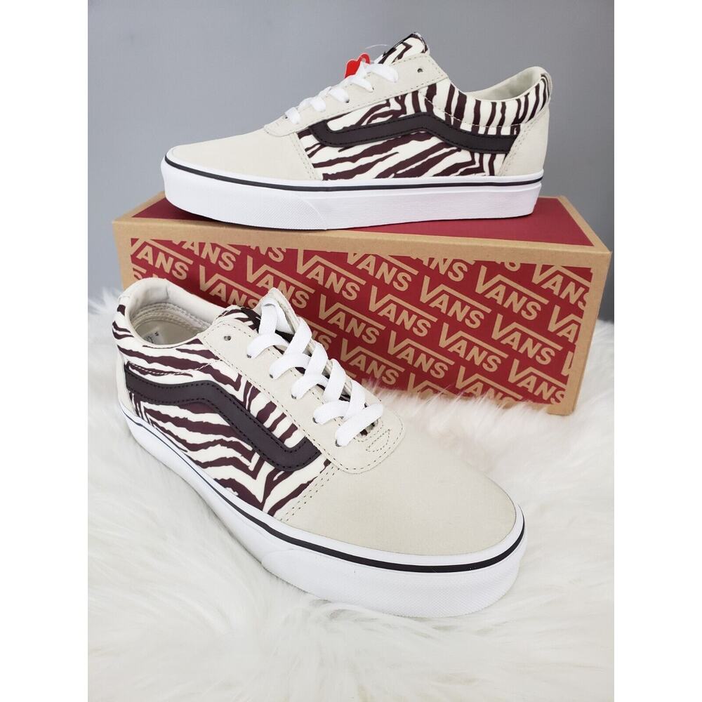 NEW Vans Ward Satin Tiger Brown Women's Shoes Size 7.5 Animal Print Taupe Tan
